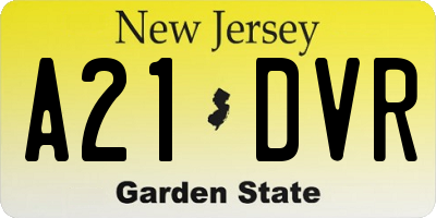 NJ license plate A21DVR