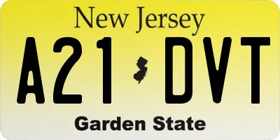 NJ license plate A21DVT