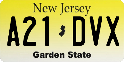 NJ license plate A21DVX