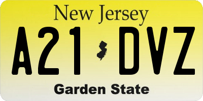 NJ license plate A21DVZ