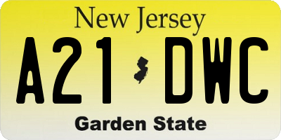 NJ license plate A21DWC