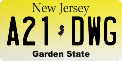 NJ license plate A21DWG