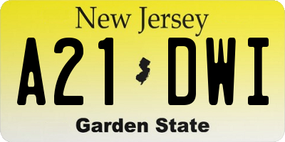 NJ license plate A21DWI