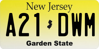 NJ license plate A21DWM