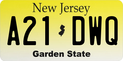 NJ license plate A21DWQ