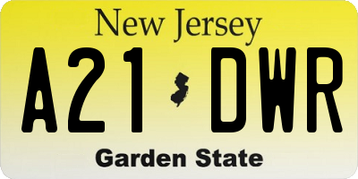 NJ license plate A21DWR