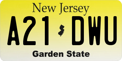 NJ license plate A21DWU