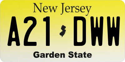 NJ license plate A21DWW