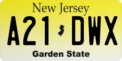 NJ license plate A21DWX