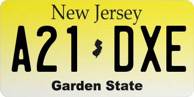 NJ license plate A21DXE