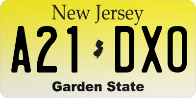 NJ license plate A21DXO