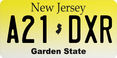 NJ license plate A21DXR