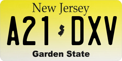 NJ license plate A21DXV