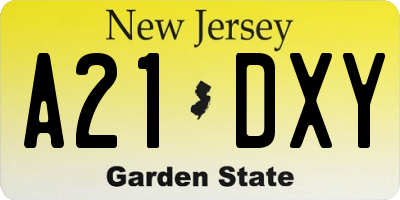 NJ license plate A21DXY