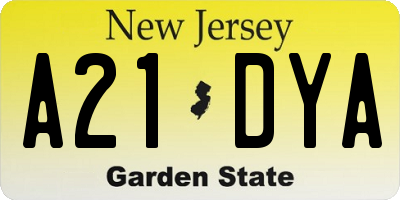 NJ license plate A21DYA