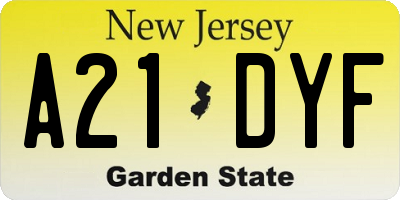 NJ license plate A21DYF