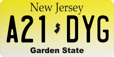 NJ license plate A21DYG