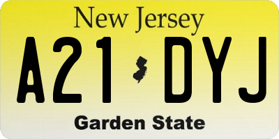 NJ license plate A21DYJ