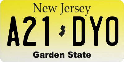 NJ license plate A21DYO