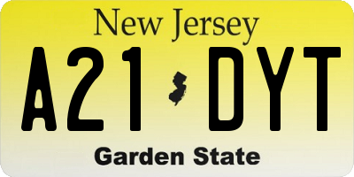 NJ license plate A21DYT