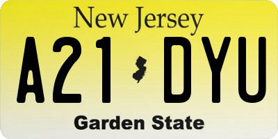 NJ license plate A21DYU