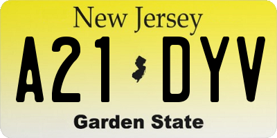 NJ license plate A21DYV