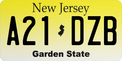 NJ license plate A21DZB