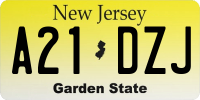 NJ license plate A21DZJ