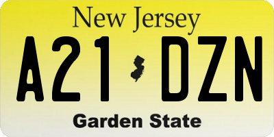 NJ license plate A21DZN