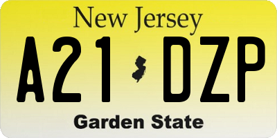 NJ license plate A21DZP