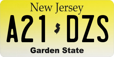 NJ license plate A21DZS
