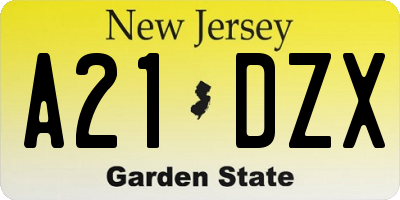 NJ license plate A21DZX