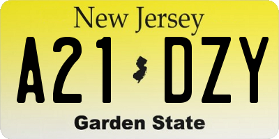 NJ license plate A21DZY