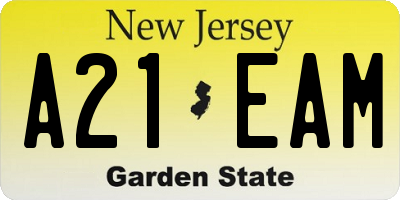NJ license plate A21EAM