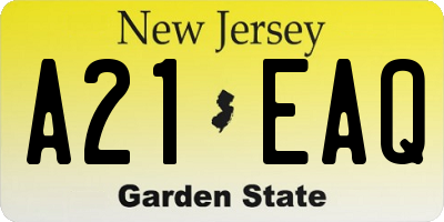 NJ license plate A21EAQ