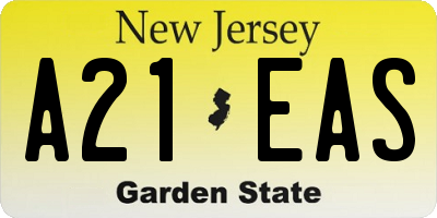 NJ license plate A21EAS