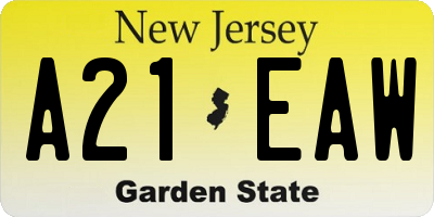 NJ license plate A21EAW