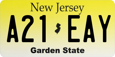 NJ license plate A21EAY