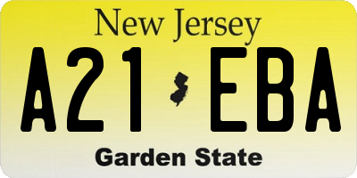 NJ license plate A21EBA