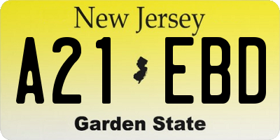 NJ license plate A21EBD