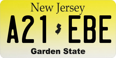 NJ license plate A21EBE