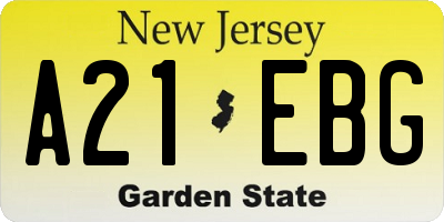 NJ license plate A21EBG