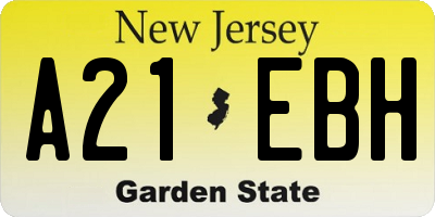 NJ license plate A21EBH