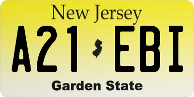 NJ license plate A21EBI