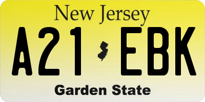 NJ license plate A21EBK