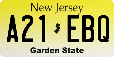 NJ license plate A21EBQ