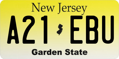 NJ license plate A21EBU