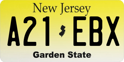 NJ license plate A21EBX