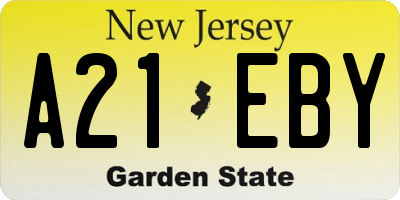 NJ license plate A21EBY