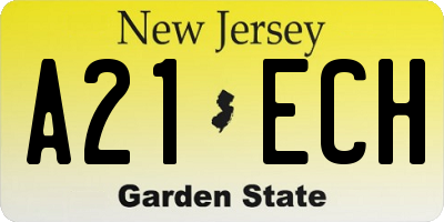 NJ license plate A21ECH